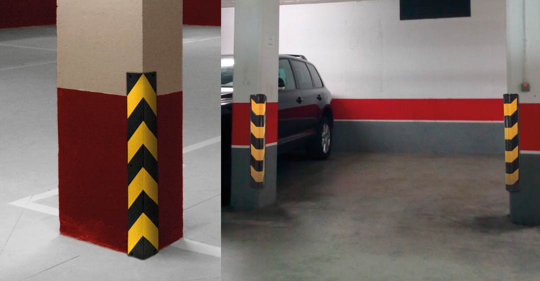 Delimitador de parking para garaje, base adhesiva para fijación al