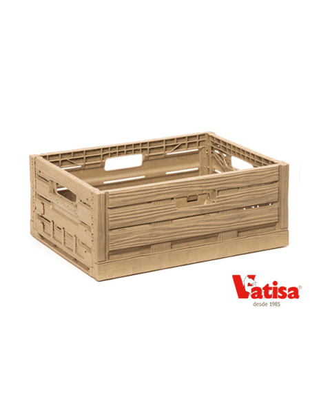 Cajas plegables efecto madera apilables